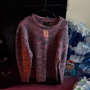 a new day Pink and Gray Marled Crewneck Sweater